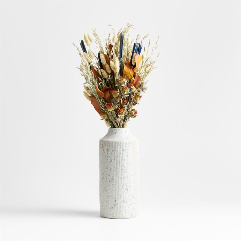 Dried Thistle and Pod Bouquet Arrangement in Ema Ceramic White Vase | Crate & Barrel | Crate & Barrel