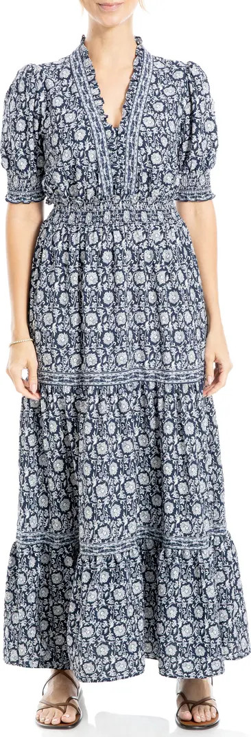 MAX STUDIO Floral Short Sleeve Tiered Maxi Dress | Nordstromrack | Nordstrom Rack