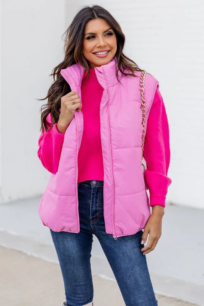 My Eyes On You Pink Oversized Puffer Vest | Pink Lily