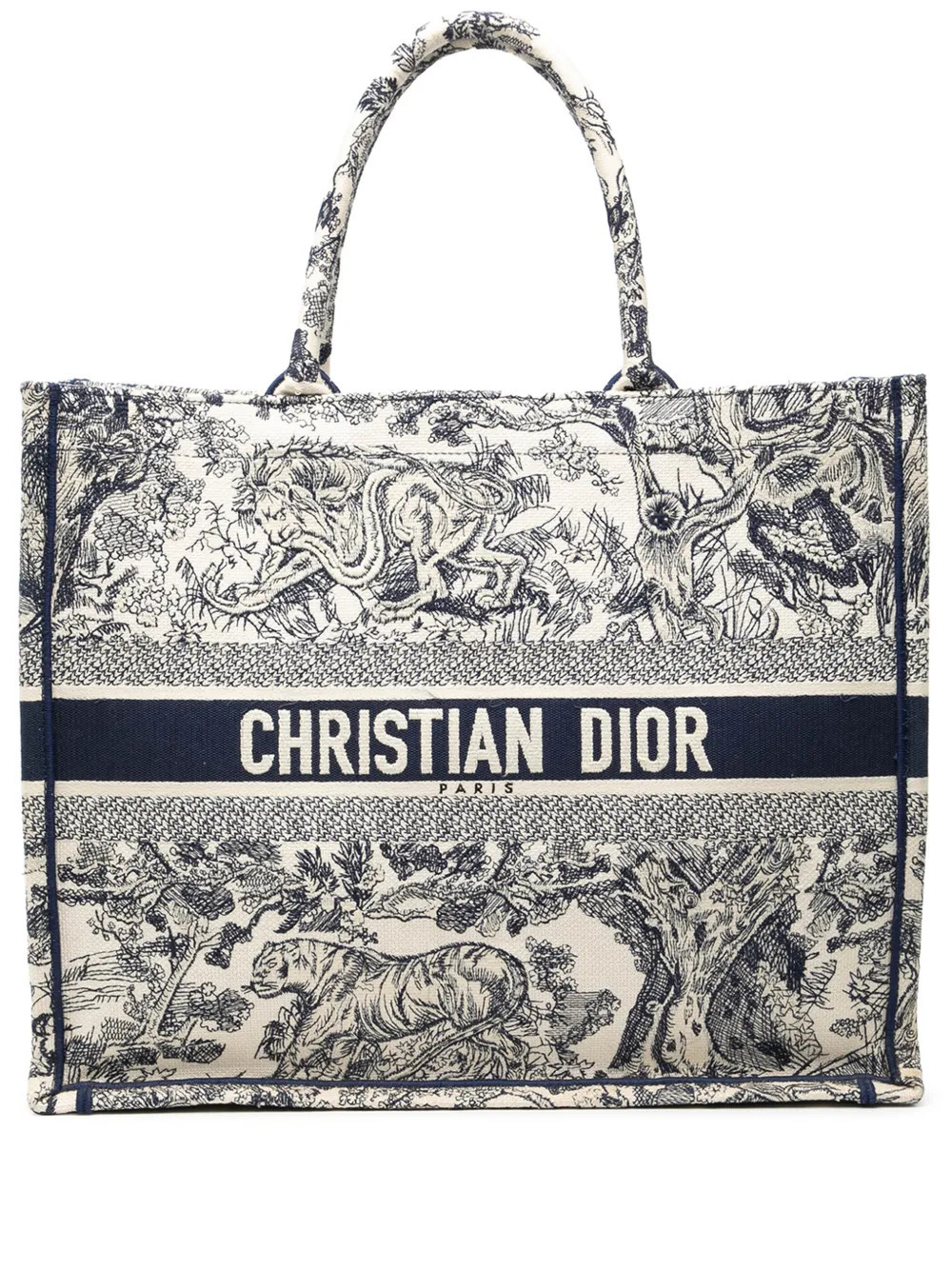 Christian Dior Pre-Owned 2024 Large Canvas Embroidered Dioriviera Toile De Jouy Book tote bag - Blue | Farfetch Global