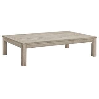MODWAY Wiscasset Acacia Wood Outdoor Coffee Table in Light Gray EEI-3685-LGR - The Home Depot | The Home Depot