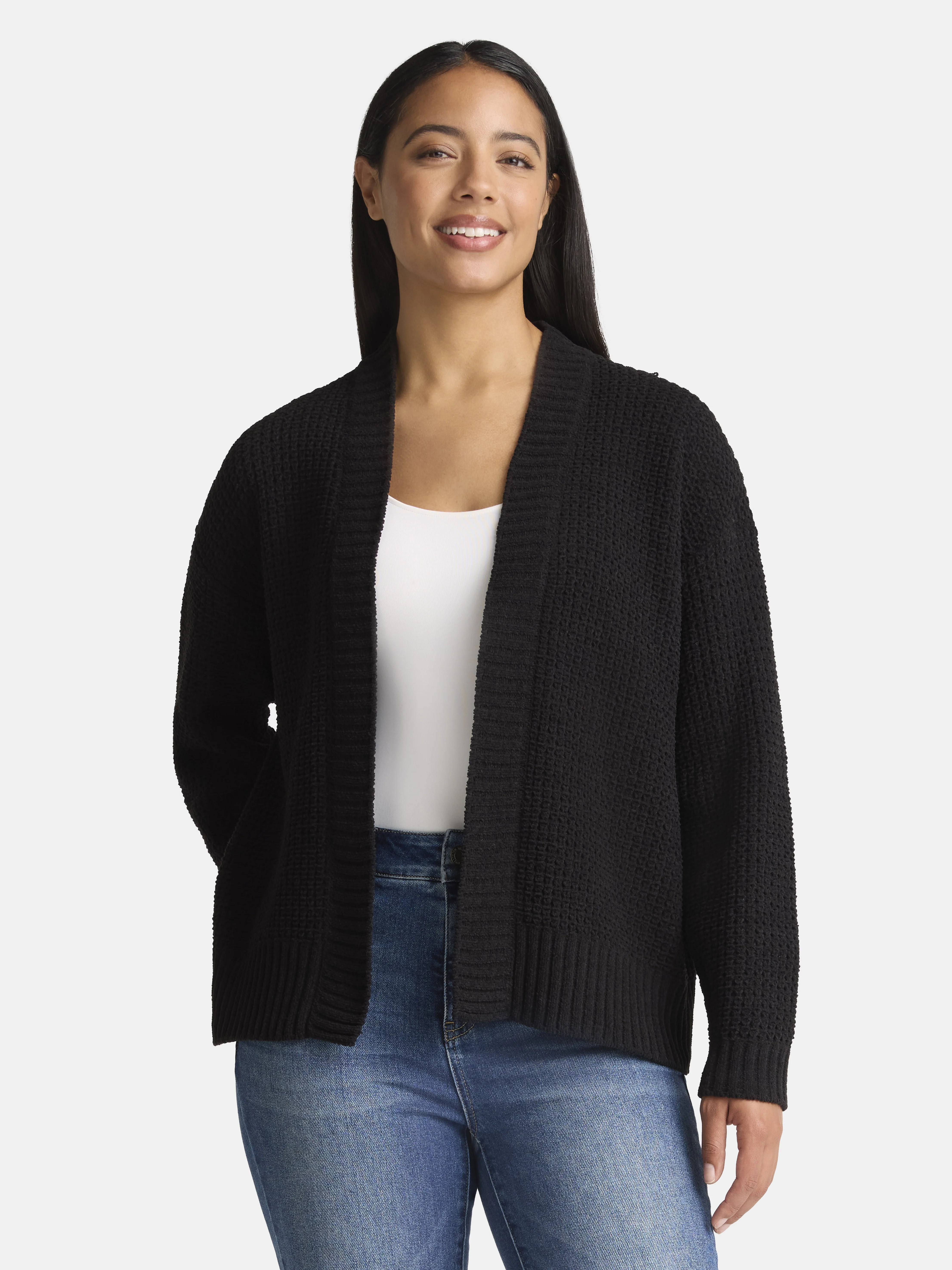 Time and Tru Women's Chenille Cardigan Sweater, Midweight, Sizes XS-XXXL | Walmart (US)