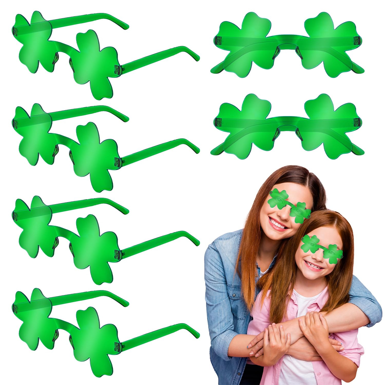 St Patricks Day Green Shamrock Glasses 6 PCS, Irish Four Leaf Clover Universal Fit Sunglasses Par... | Amazon (US)