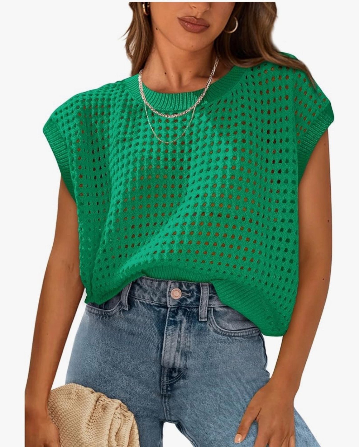Knit crochet, short sleeve tank top spring sweater on sale on Amazon ￼

#LTKootd #LTKSwim #LTKSaleAlert