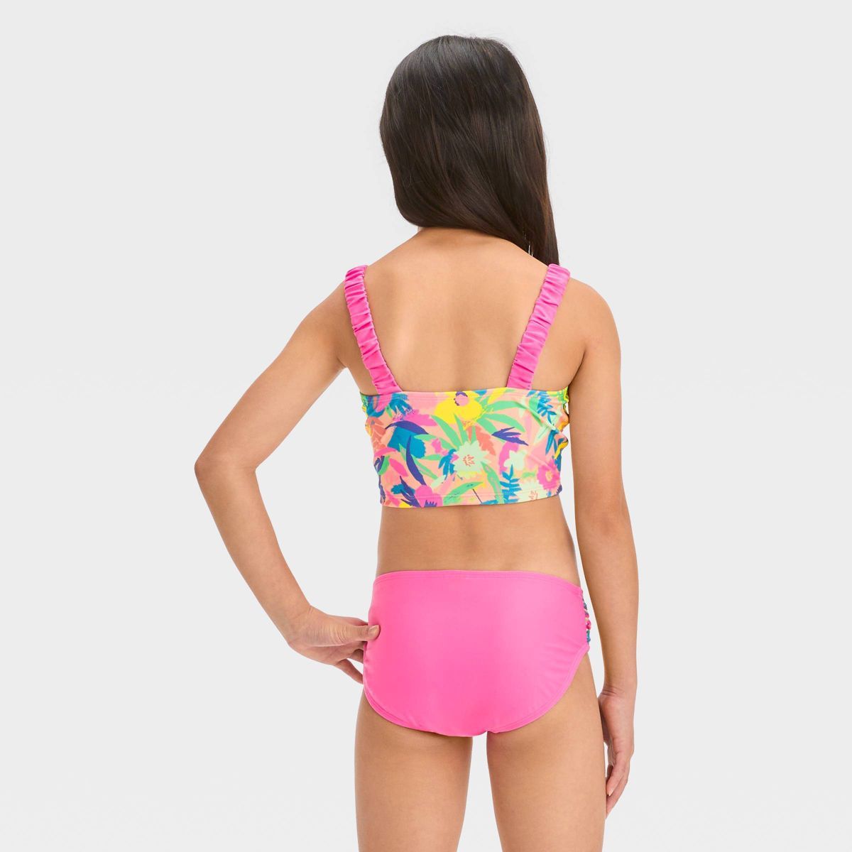 Girls' 'Shore Garden' Floral Printed Midkini Set - Cat & Jack™ Pink | Target