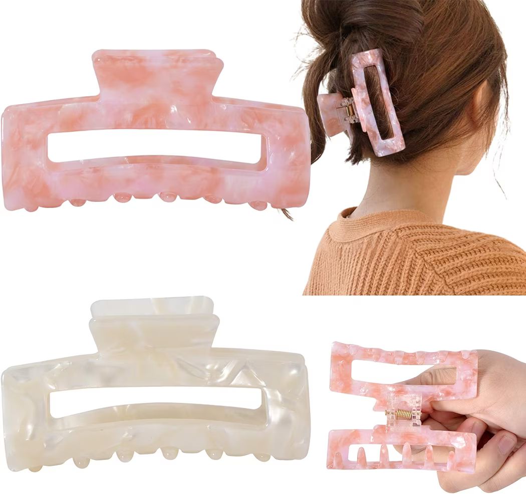 Big Claw Hair Clips 3.3 Inch Tortoise Banana Pink Hair Clips for Women Girls Thin Hair French Des... | Amazon (US)