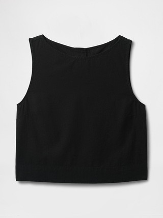 Linen-Blend Crop Shell Tank Top | Gap (US)