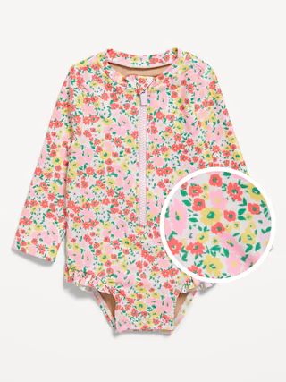 Printed Ruffle-Trim Rashguard One-Piece Swimsuit for Baby | Old Navy (US)