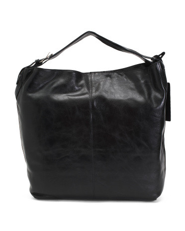 Made In Italy Leather Large Hobo With Adjustable Strap | TJ Maxx