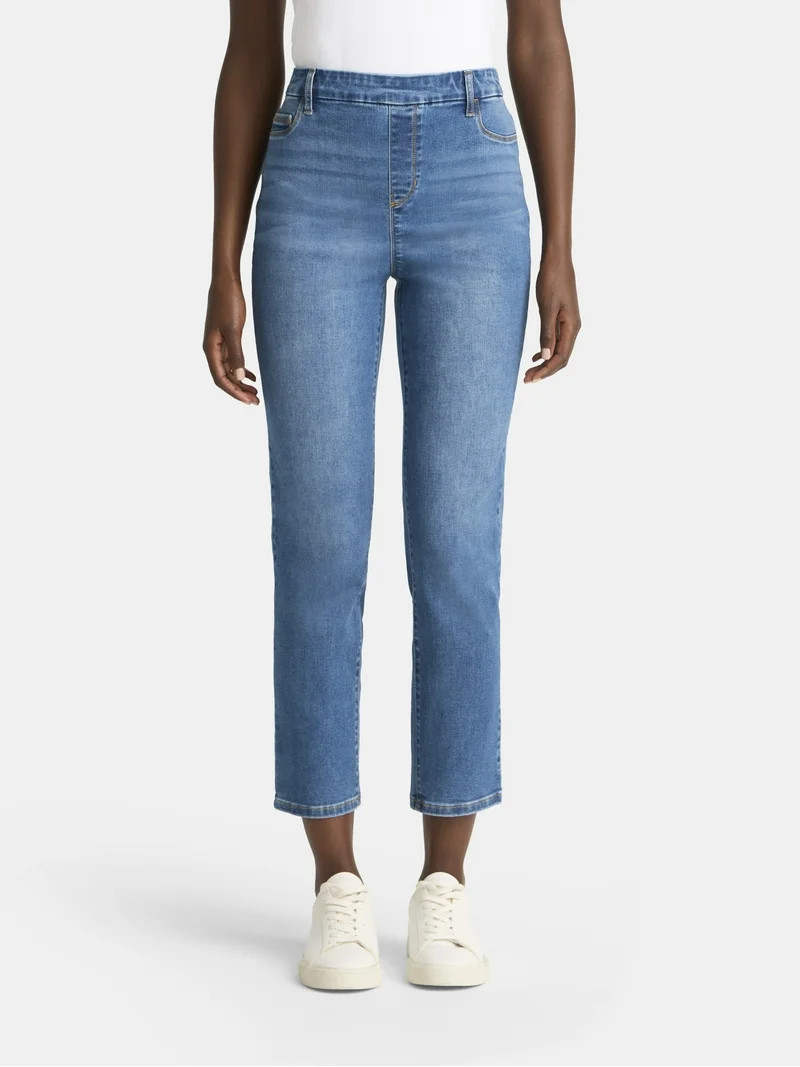 Time and Tru Women's High Rise Straight Leg Denim Jegging, 27.5" Inseam, Sizes XS-XXXL | Walmart (US)