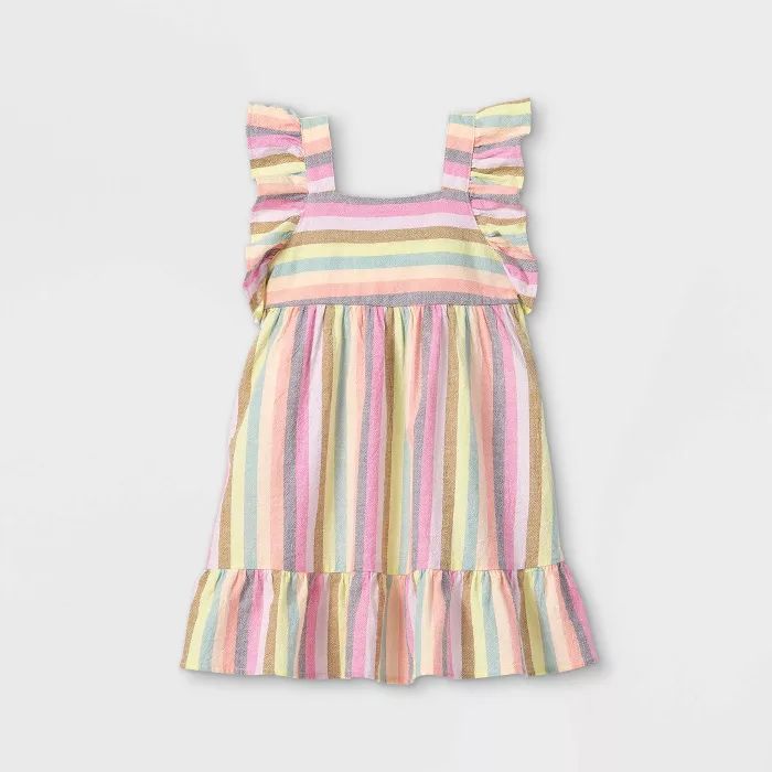 Toddler Girls' Striped Ruffle Sleeve Dress - Cat & Jack™ | Target