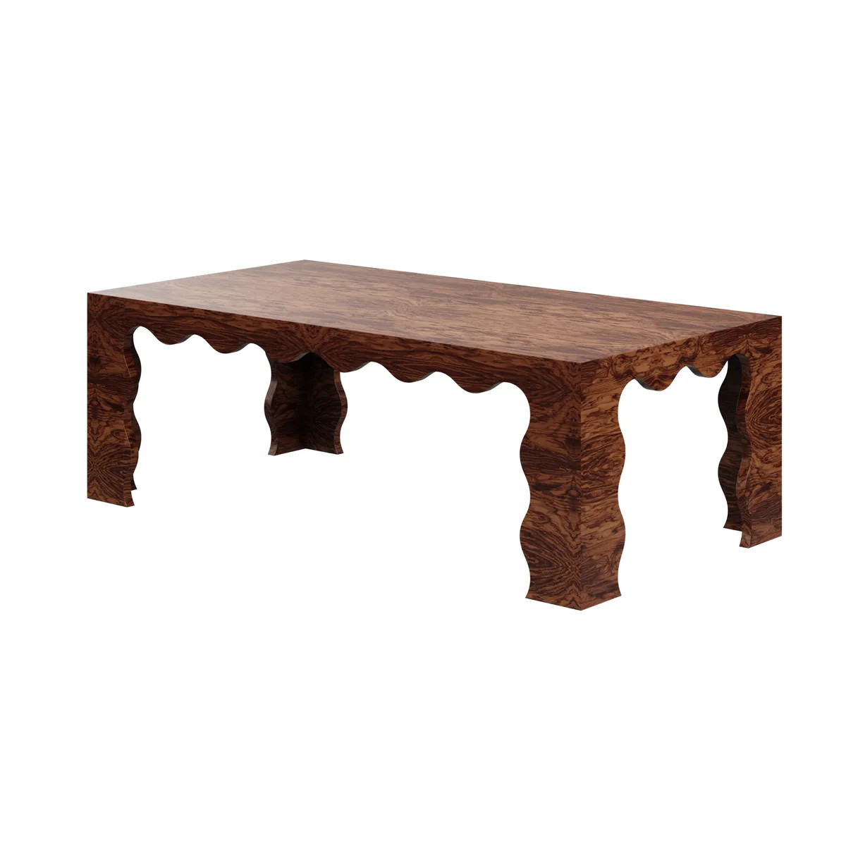 In Stock Elizalde Coffee Table Rectangle in Glossy Auburn Finish | Scout Design Studio