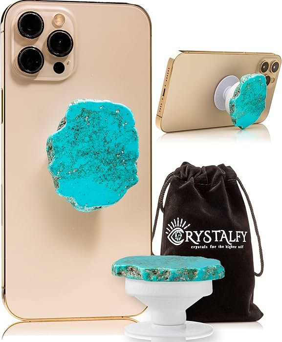 Grips by CRYSTALFY Turquoise Natural Edge Crystal Phone Grip Holder & Expanding Kickstand - Natur... | Amazon (US)