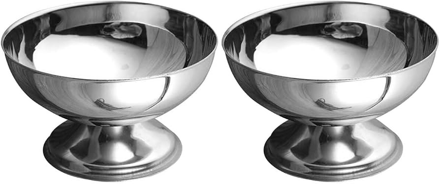 DOITOOL 2PCS Stainless Steel Ice Cream Bowls Set, Dessert Cups with Footed for Dessert, Sundae, I... | Amazon (US)