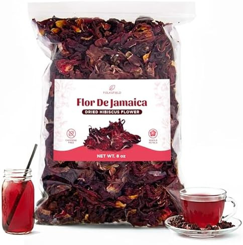 Organic Dried Hibiscus Flowers - 8 Oz | Whole Flor De Jamaica Petals For Loose Tea, Agua Fresca &... | Amazon (US)
