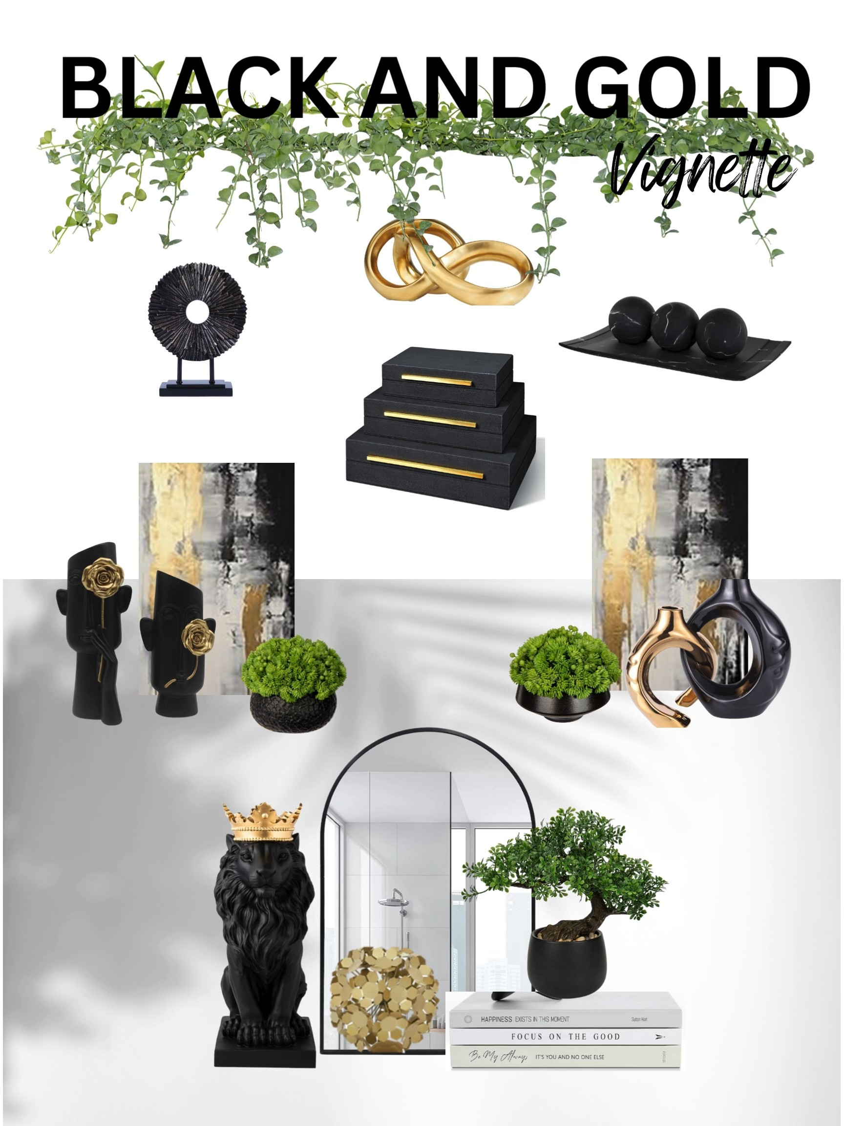 The ultimate eclectic black ans gold shelf decor and accessories 

#LTKU #LTKhome #LTKVideo
