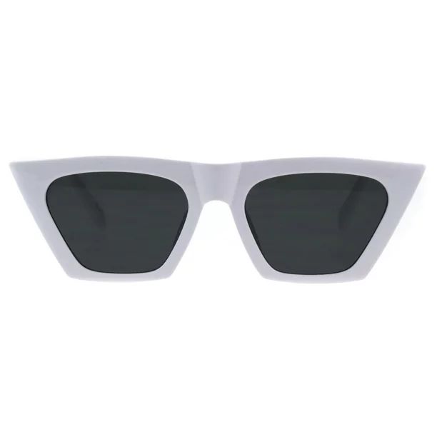Womens Futuristic Squared Flat Top Cat Eye Goth Retro Mod Sunglasses White Black | Walmart (US)