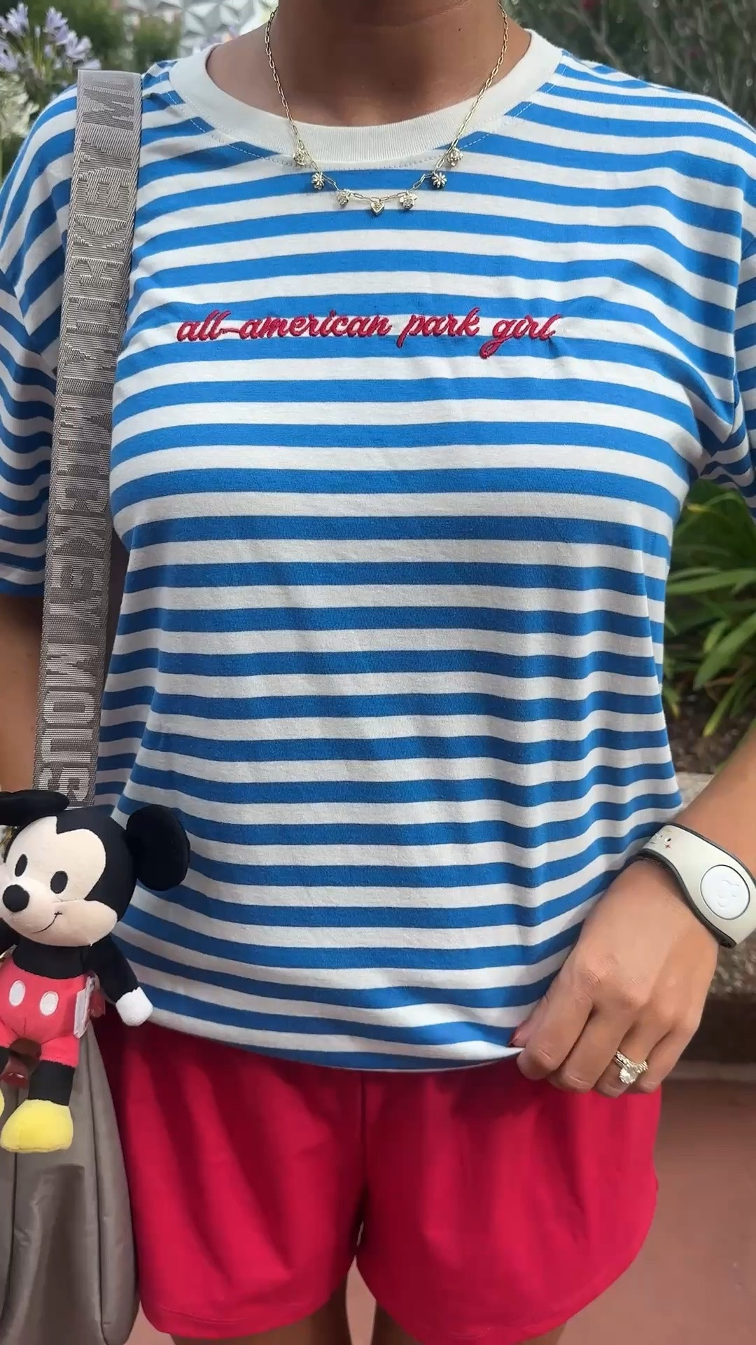 Disney ootd❤️ shirt is from shopthelost girls.com and you can use code JORDYN🫶🏻 comfy Disney outfit, summer outfit inspo, Disney outfit ideas, striped tee, red active shorts, Disney graphic tees, Disney style, Disney girl, Fourth of July outfit, Mickey Mouse Nuimos, Disney crescent bag, Halara shorts, Reebok chunky sneakers, Disney socks, Disney accessories, Amazon sunglasses, Disney aesthetic #disney

#LTKootd #LTKvlog #LTKTravel