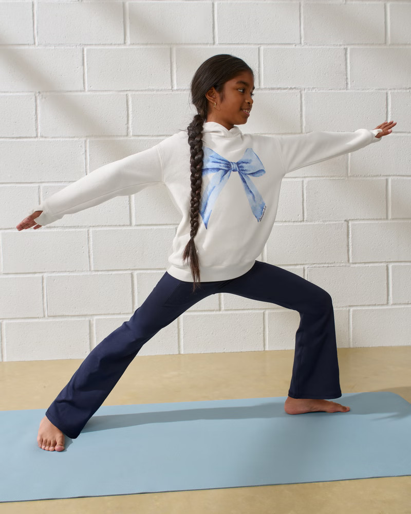legging-friendly bow graphic popover hoodie | Abercrombie & Fitch (US)