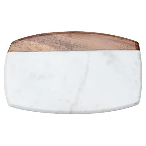 KC KULLICRAFT White Marble Board - Cheese Board | Acacia Wooden Serving Tray for Charcuterie, Che... | Amazon (US)