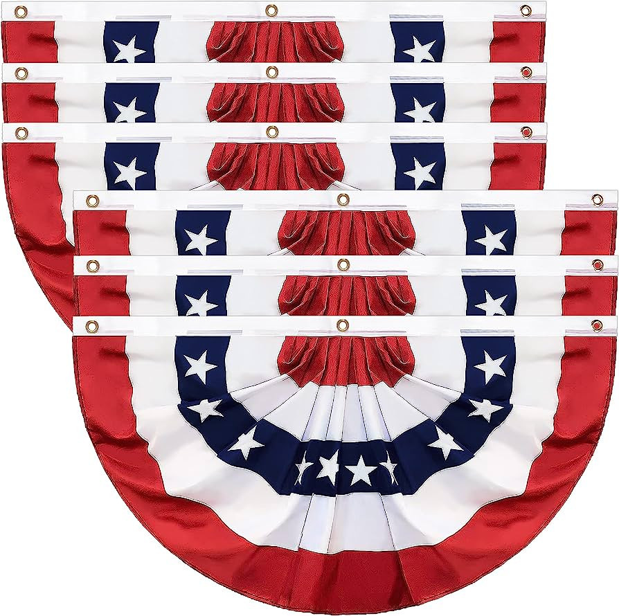 6Pack 1.5x3 Ft American Pleated Fan Flag, American Flag Bunting for Outdoor, US Patriotic Half Fa... | Amazon (US)