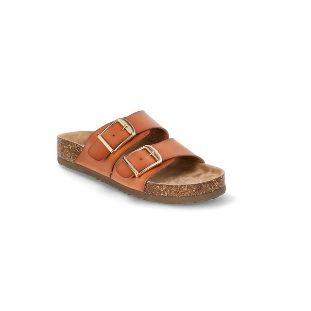 Time and Tru Women's Footbed Slide Sandals, Wide Width Available - Walmart.com | Walmart (US)