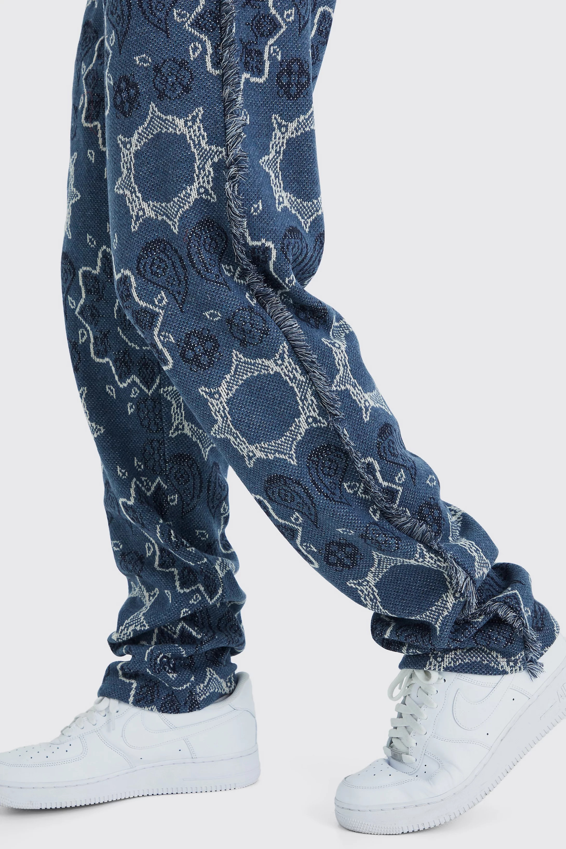 Tall Regular Split Hem Heavy Jacquard Tapestry Sweatpants | boohooMAN (US & Canada)