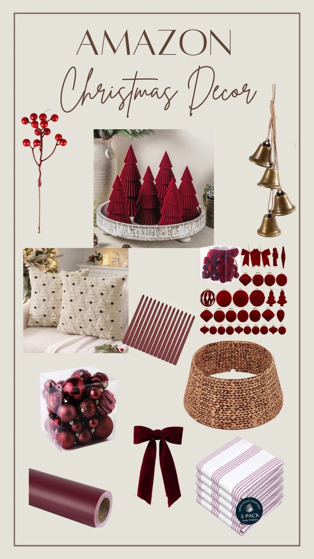 Burgundy Christmas Decor from Amazon 🌲 dark red christmas decor, Ralph Lauren Christmas 

#LTKHoliday #LTKHome #LTKSeasonal