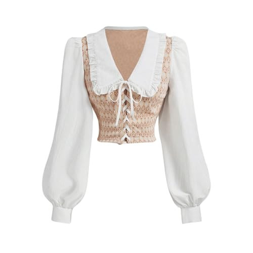 SweatyRocks Women's Casual Floral Print Bubble Long Sleeve Blouses Tie Front Tops Shirts Multicolor Small | Amazon (US)