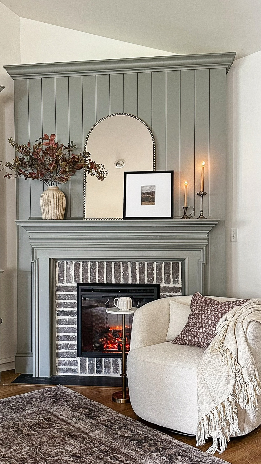 Cozy, fall fireplace nook with finds from @homedepot! The Home Depot’s Labor Day savings event is going on now with up to 30% off furniture, decor, and more. Including this swivel barrel chair, marble and brass accent table, classic beaded arch mirror, cozy throw blanket, and square matte gallery wall picture frame set.

#thehomedepotpartner #thehomedepot

#LTKHome #LTKSaleAlert #LTKStyleTip