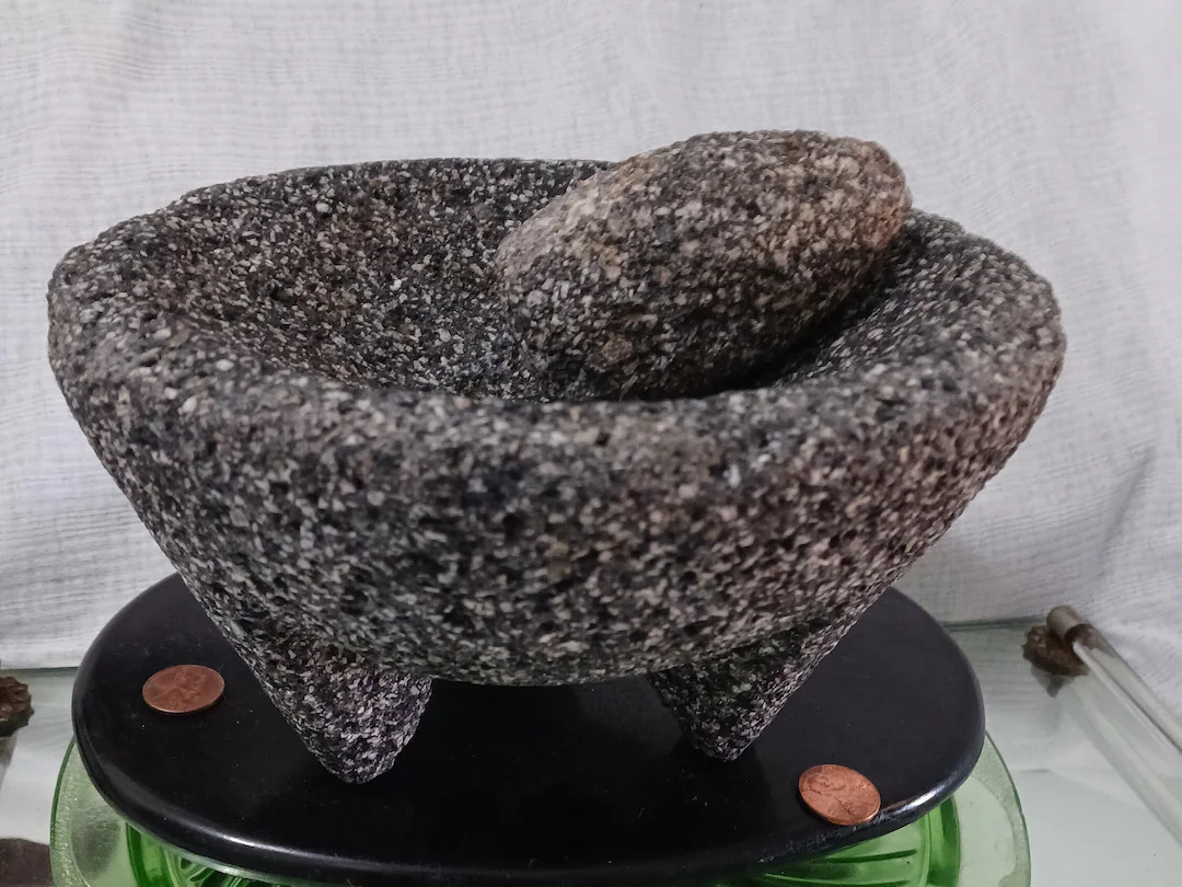 Mortar Pestle, Spanish is a Molcajete, Mexican mortar volcanic stone handmade for Grinding Spices... | Etsy (US)
