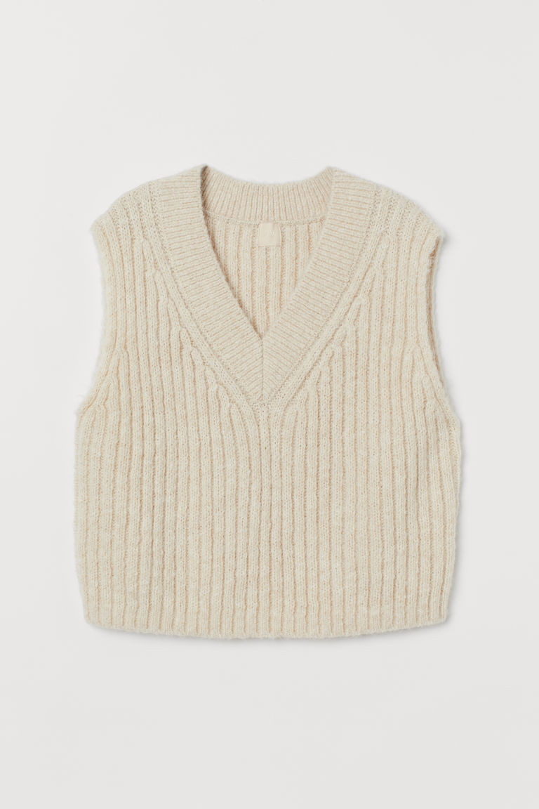 H & M - Ribbed Sweater Vest - White | H&M (US + CA)