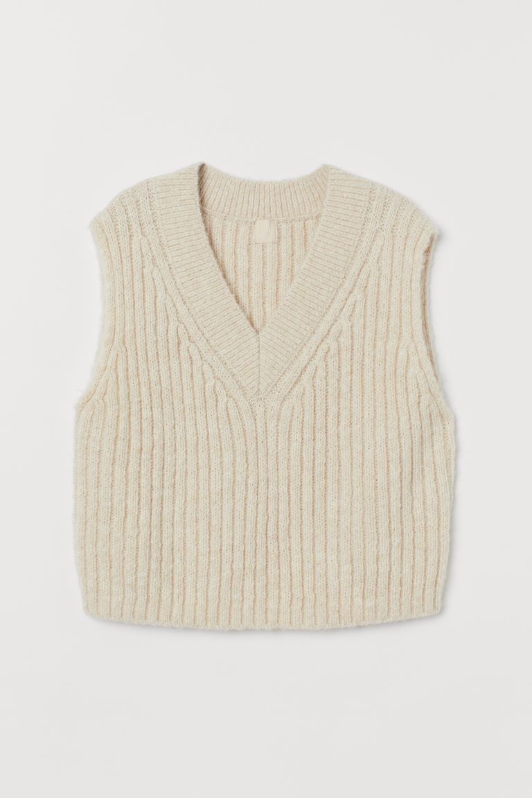 H & M - Ribbed Sweater Vest - White | H&M (US)