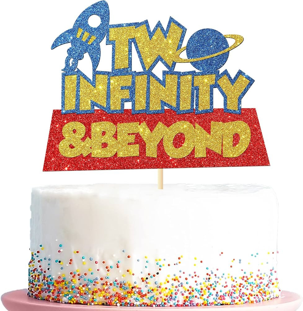 Two Infinity And Beyond Cake Topper, Outer Space Buzz Theme 2 Years Old Birthday Cake Picks for B... | Amazon (US)