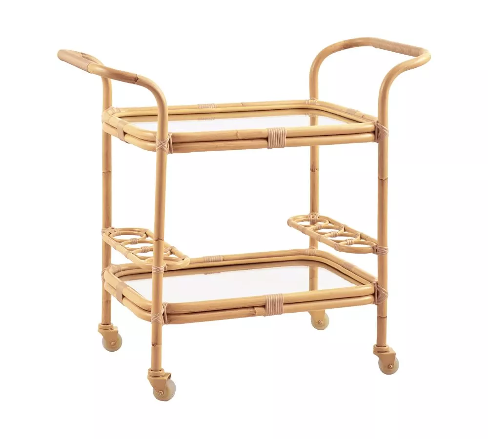 Feliz Rattan Bar Cart + Reviews, CB2