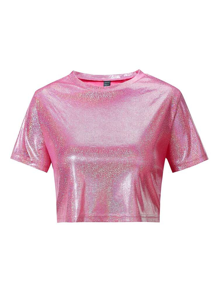 SHEIN ICON Glitter Crop Tee | SHEIN