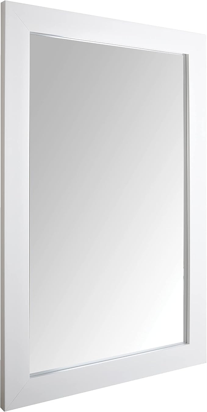 Amazon Basics Rectangular Wall Mount Mirror 24" x 36", Wide Trim, White | Amazon (US)