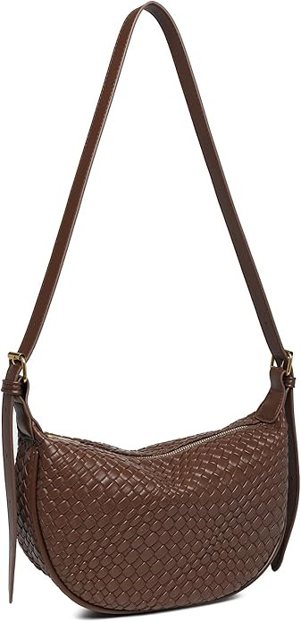 Dreubea Vintage Woven Handbag PU Leather Crescent Shoulder Crossbody Hobo Bag for Women Ladies | Amazon (US)