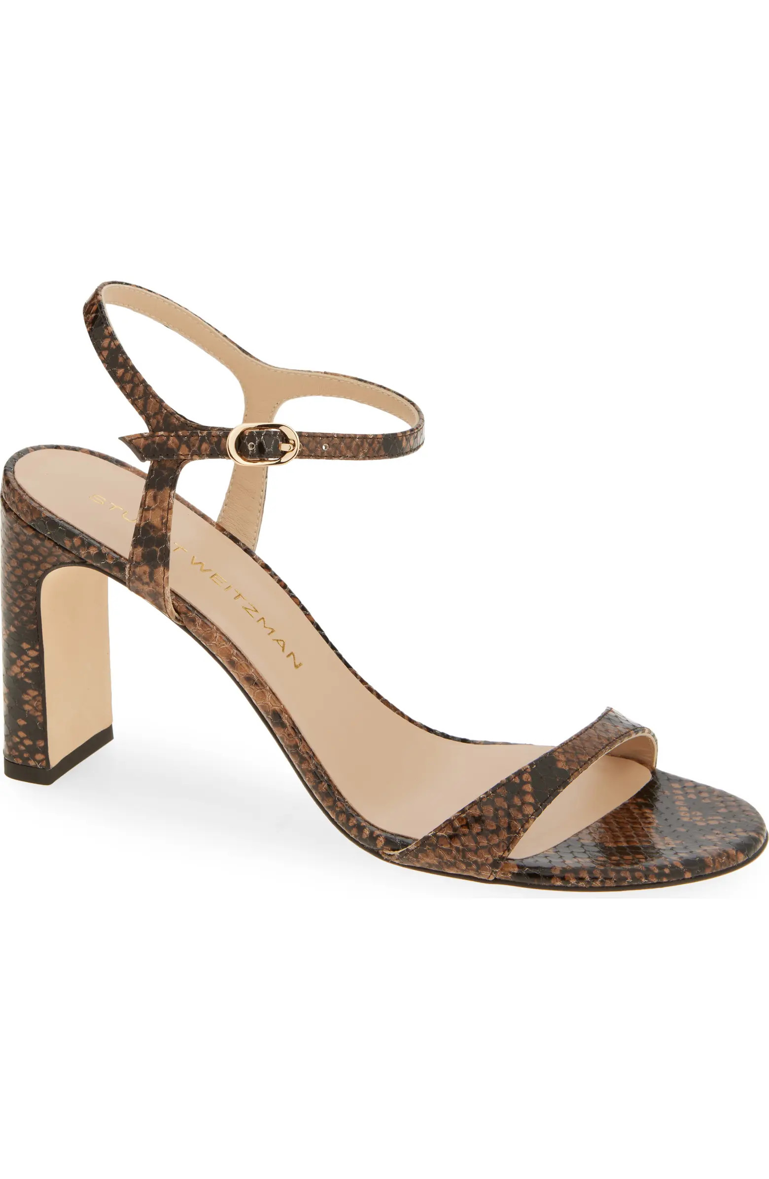 Babette 85 Snakeskin Embossed Leather Ankle Strap Sandal (Women) | Nordstrom