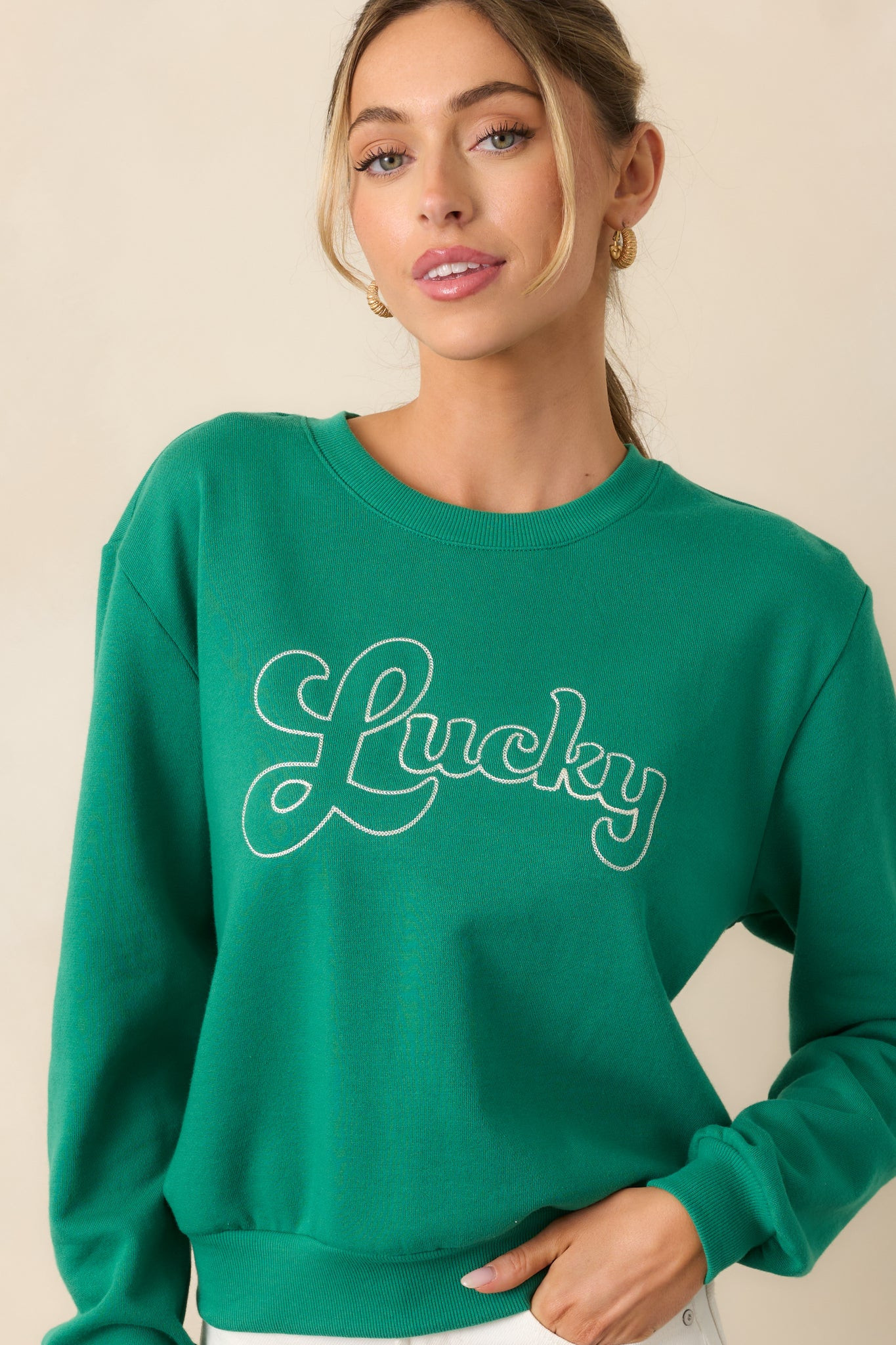 Z Supply Lucky Green Sweatshirt | Red Dress