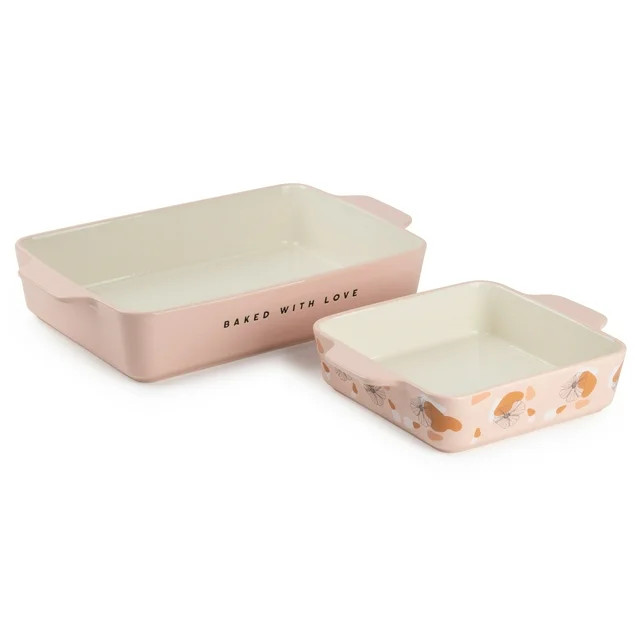 Thyme & Table Stoneware Square & Rectangular Baker, Pink, 2-Piece Set | Walmart (US)