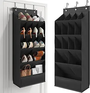 Over the Door Shoe Rack with Large Deep Pockets, Door Shoes Organizer for Closet, Hanging Boots S... | Amazon (US)