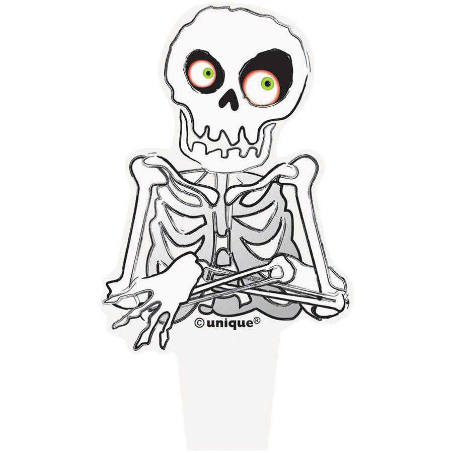Plastic Skeleton Halloween Cupcake Toppers, 3.5in, 12ct | Walmart (US)