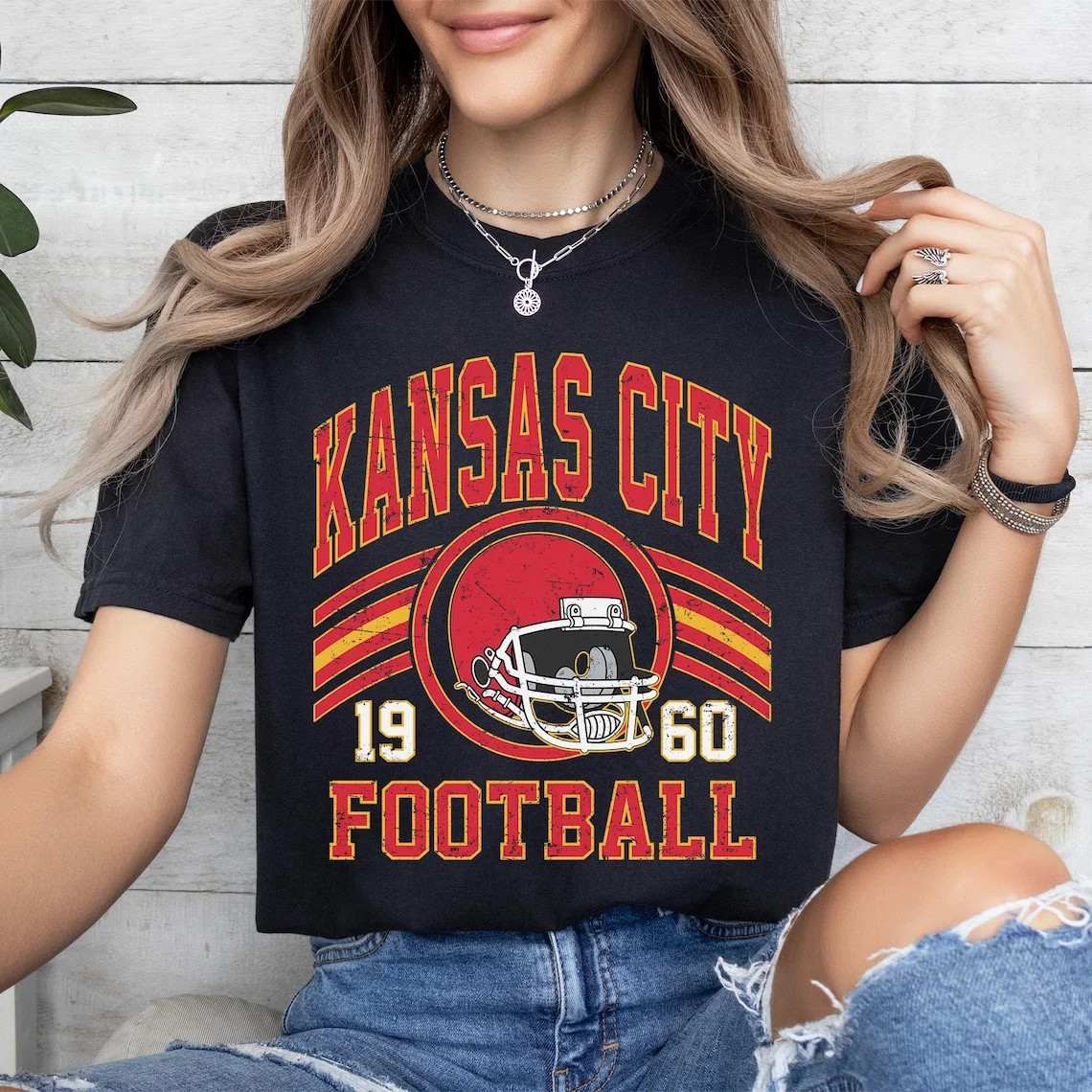 Kansas City Vintage Football Shirt, Retro Kansas City Tee,Black Color,Size L | Walmart (US)