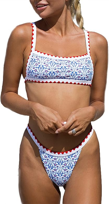 BIKINX Womens Swimsuits Sexy Thong Micro Bikini Ditsy Floral Two Piece Sets Bathing Suit Color Bl... | Amazon (US)