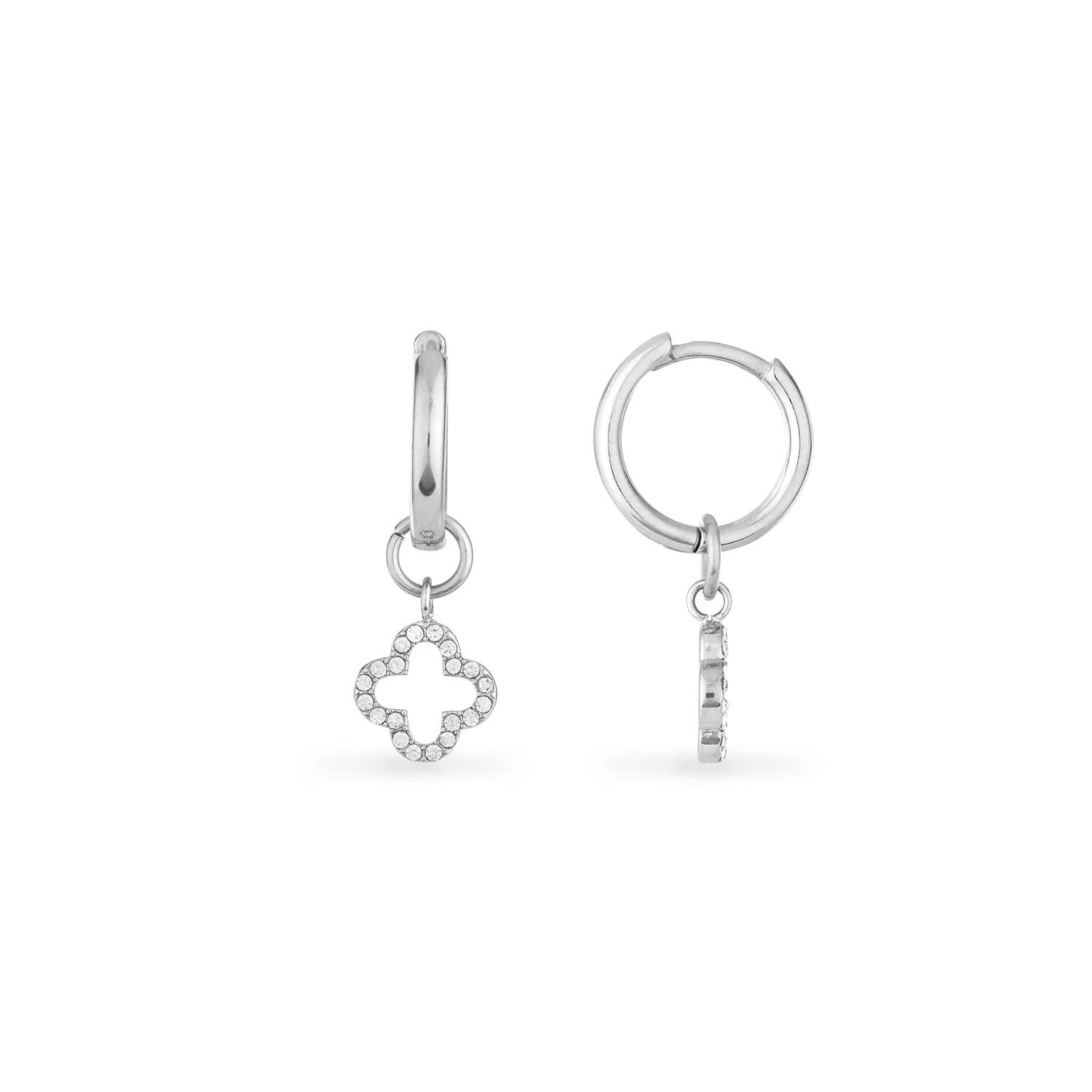 Clover Huggie Hoops (Silver) | Abbott Lyon