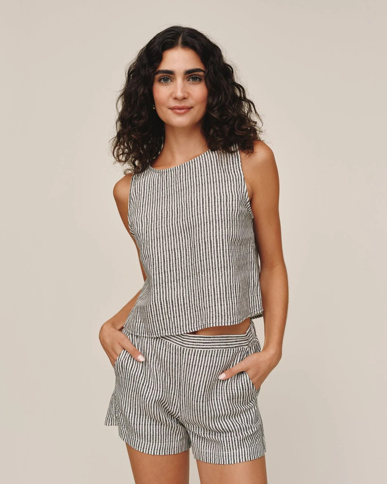 Sleeveless Boat Neck Split Back - Hatch Stripe | Bella Dahl