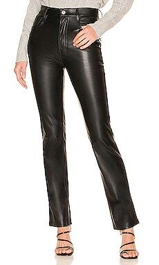 7 For All Mankind Faux Leather Easy Slim in Black from Revolve.com | Revolve Clothing (Global)
