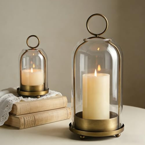 Sziqiqi Hurricane Candle Holder Lanterns: Pillar Candle Holders Set of 2 | Amazon (US)