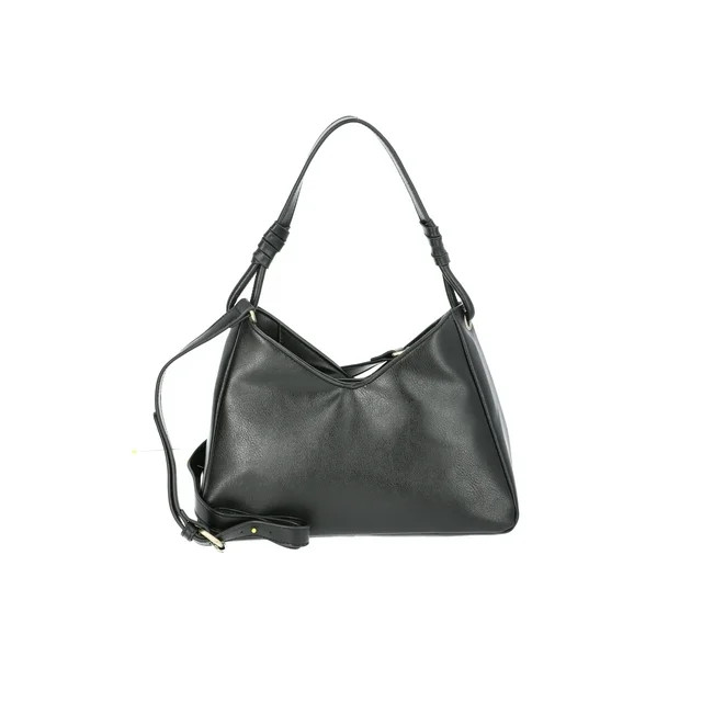 Time and Tru Women's River Faux Leather Small Hobo Shoulder Bag, Black | Walmart (US)